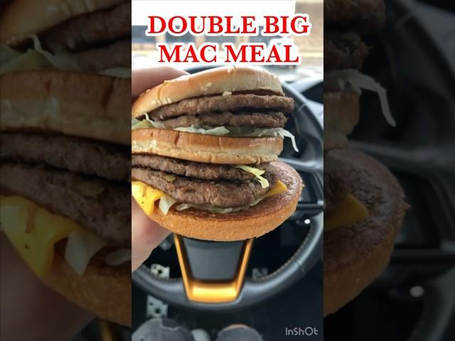 Getting McDonald’s Double Big Mac meal. Eating McDonalds new Big Mac meal. People eating McDonalds.