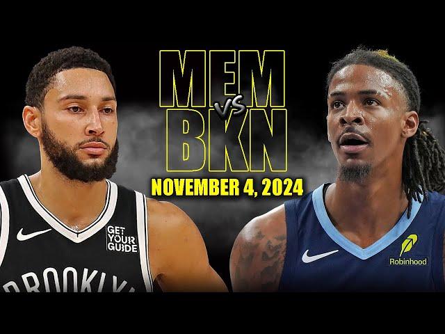 Memphis Grizzlies vs Brooklyn Nets Full Game Highlights - November 4, 2024 | 2024-25 NBA Season