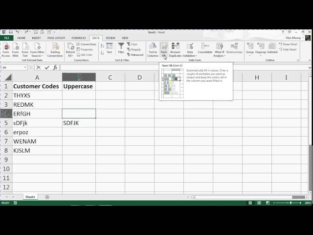 Convert to Uppercase in Excel 2013