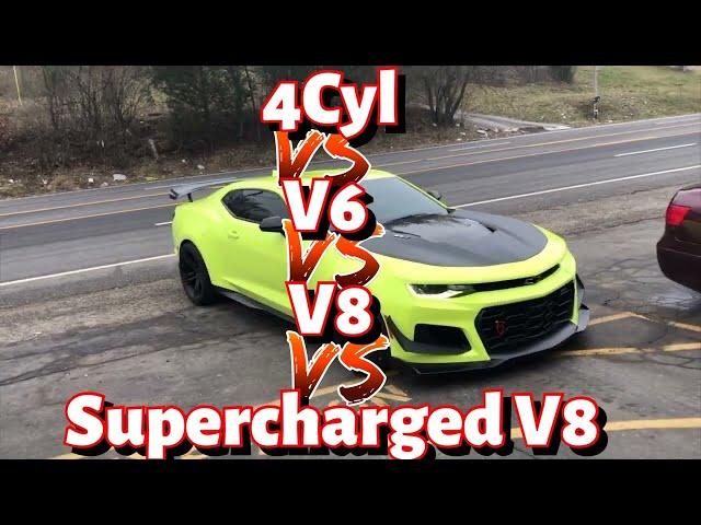 Chevy Camaro  2.0L 4cyl Turbo Vs 3.6L V6 Vs 6.2L V8 Vs 6.2L SUPERCHARGHED V8!