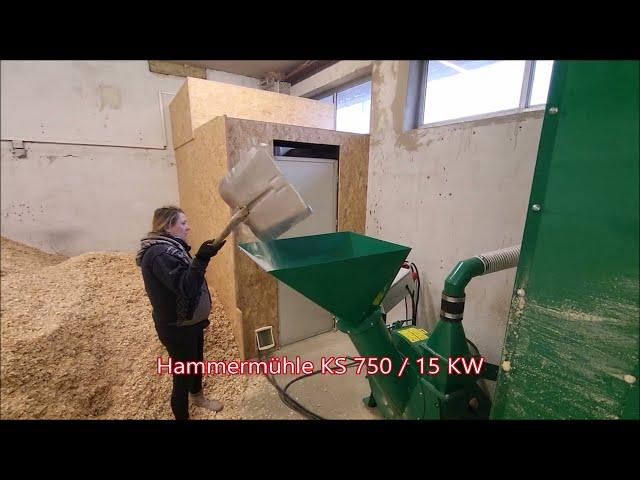 Make pellets from wood shavings and sawdust with the MGL 200 pellet press and the KS 750 hammer mill