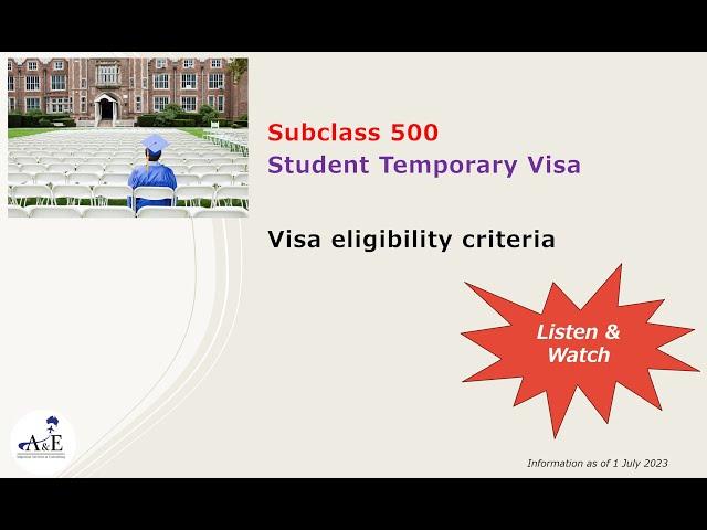 Australian Subclass 500 Student Temporary Visa - Visa eligibility criteria at a glance