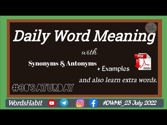 5 Words Learn Daily | Word Meaning | English-Hindi | Sentences | Synonyms&Antonyms | #wordshabit