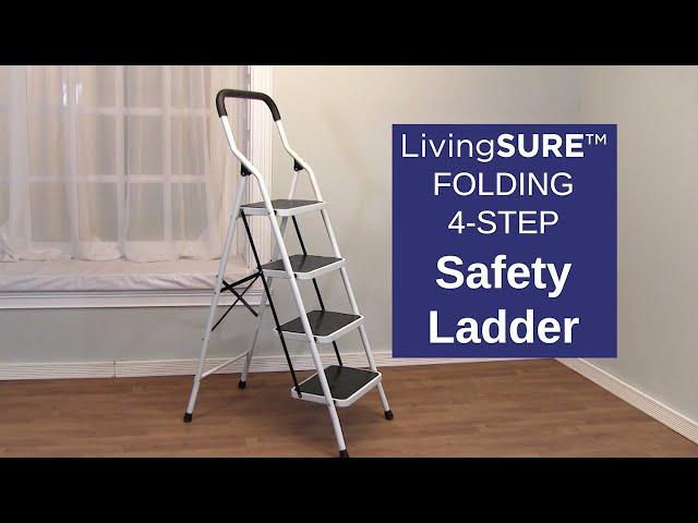 Folding Four Step Ladder by LivingSURE™ - Easy Comforts