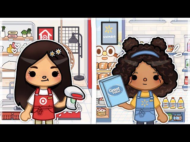 TARGET VS WALMART  (Slomo supermarket) *WITH VOICE* II Toca boca life world