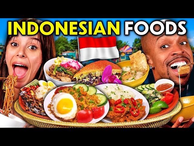 Americans Try Indonesian Food For The First Time! (Nasi Goreng, Mie Tek Tek, Gado-gado)