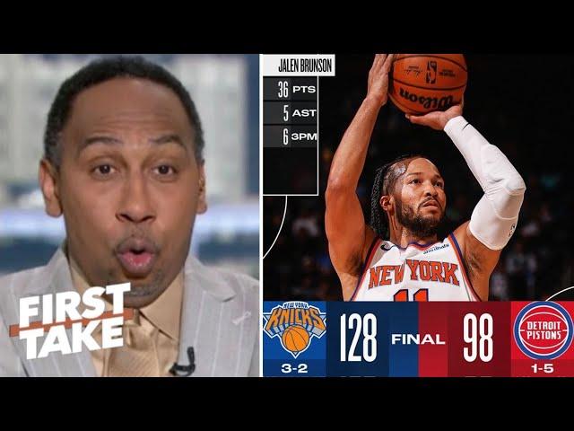 FIRST TAKE| "Jalen Brunson is HIM!" - Stephen A. on Knicks crush Pistons 128-98 for 2nd straight win