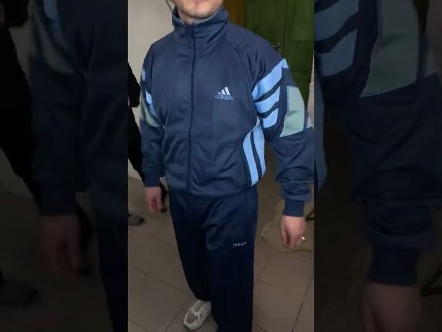 Мужской спортивный костюм Adidas голубой Винтаж 90-х  Эластик Австрия