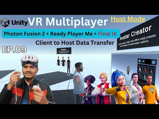 Unity VR Multiplayer Using Photon Fusion 2 & Ready Player Me (Ep.09): Client to Host Data[Host Mode]