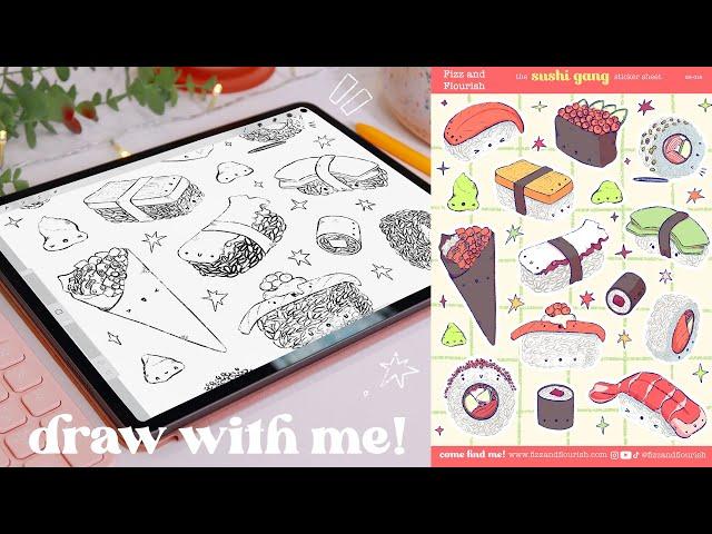  procreate draw with me!  how i design kiss-cut sticker sheets, plus my hints and tips! 
