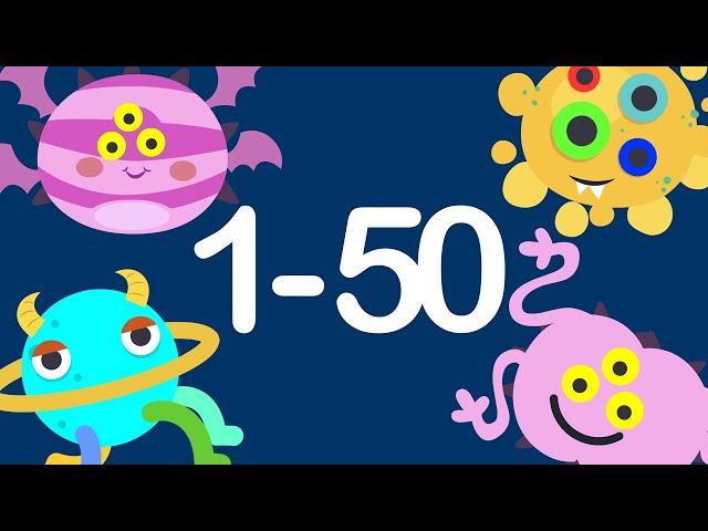 Number Counting 1 to 50 | Number Monster | Kids Numeracy