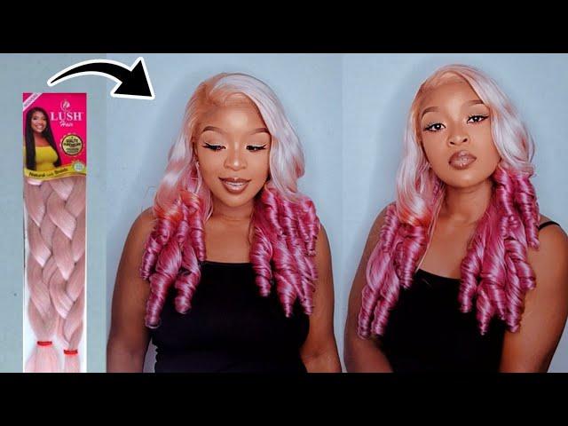 BANGERIt's Braiding Hair Crochet Pink Ombre Wig Using Braiding Hair