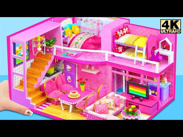 How To Make Design Beautiful Pink Castle with Three Bedroom from Cardboard ️ DIY Miniature House