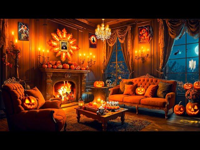 Cozy Autumn Haunted House Halloween Ambience  Relaxing Halloween Music  Spooky Halloween Ambience