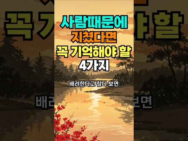 사람때문에 지쳤다면 꼭 기억해야 할 4가지 #명언 #50세 #좋은글 #멋진글귀 #지혜 #건강한중년 #오디오북 #26세 #인생조언 #긍정의말#노후고민#인간관계