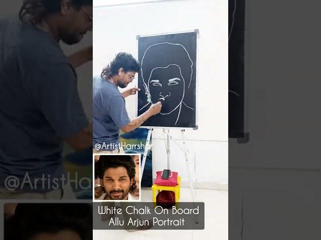 White Chalk Om Board | #Alluarjunpainting | #alluarjunsketch | Harrsha Artist | #shortsvideo