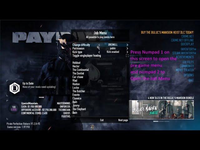 How to install a payday 2 mod menu (EASY) !! Working 2022