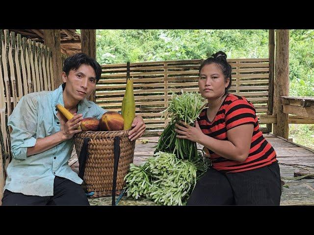 Go to the forest to pick bananas flowers and wild vegatables to sell.