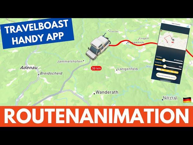 Routenanimation mit Travel Boast - App für iOS und Android