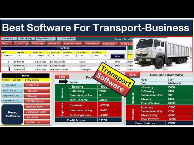 Transport Software in Excel | Download Transport Software | Transport Accounting Software |