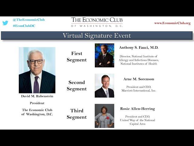 David Rubenstein Interviews Anthony S. Fauci, M.D. , Arne M  Sorenson and Rosie Allen Herring.