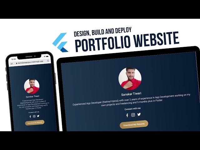 Design, Build and Deploy Portfolio Website with Flutter | Flutter Tutorial For Beginners