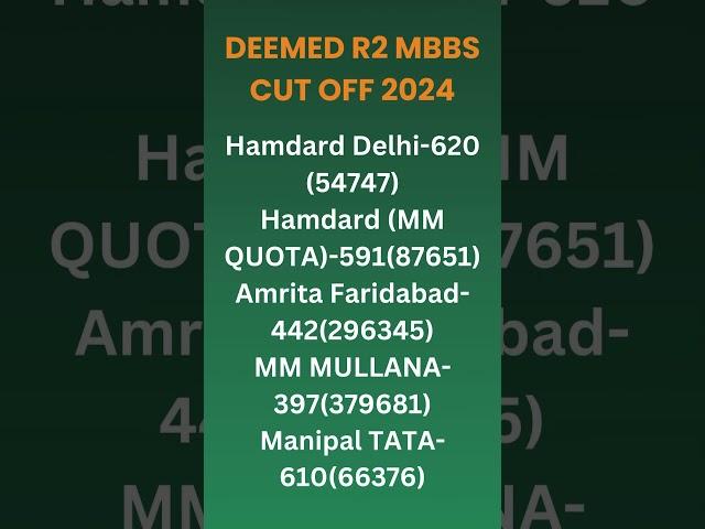 Deemed R 2 MBBS CutOff 2024 MCC Counselling #mcccounselling #mbbscutoff2024 #mcccounseling #mbbs2024
