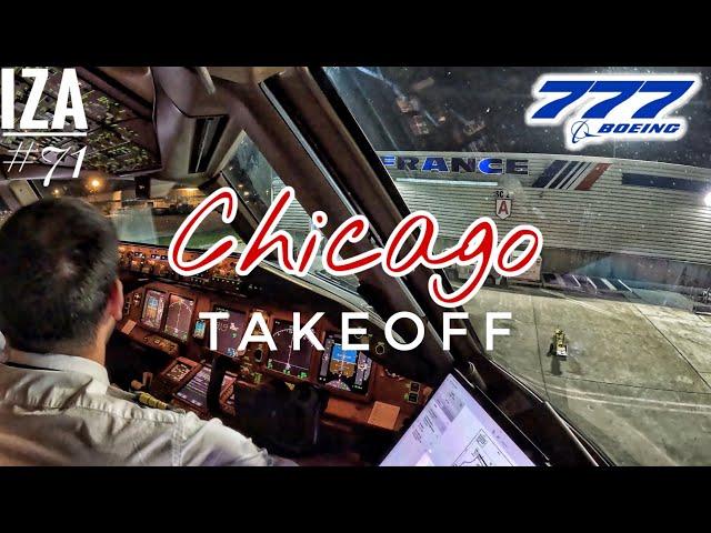 B777 ORD  Chicago | TAKEOFF 10L | 4K Cockpit View | ATC & Crew Communications