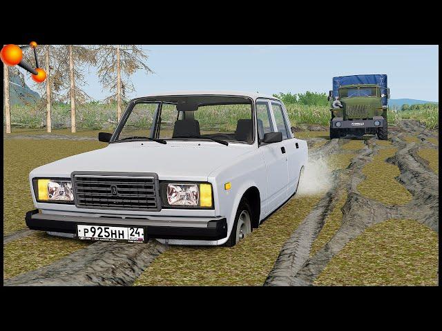 ЖИГА ЗАСТРЯЛА В БОЛОТЕ! Кто ПРОЕДЕТ? - BeamNg Drive