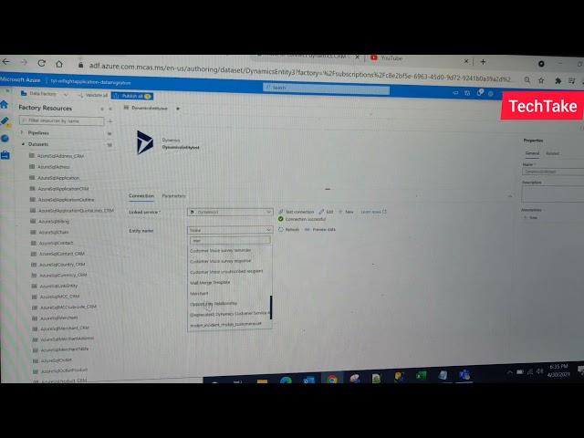 2. Dynamic CRM / ADF -Data set |  Azure Data Factory Dataset for Dynamics
