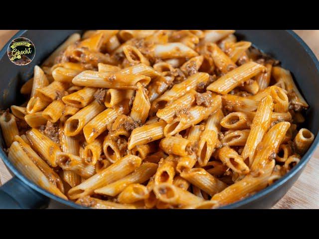 Pasta with minced meat and cheese - CREAMY, DELICIOUS and VERY EASY