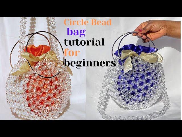 HOW TO MAKE ROUND BEADED  BAG//CIRCLE BAG TUTORIAL/BEAD BAG/ TRENDING BEAD BAG/HOW TO MAKE PEARL BAG