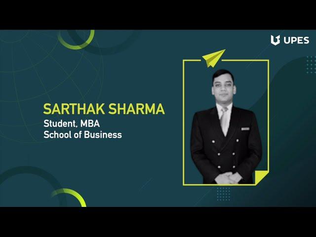 UPES MBA Student Speak | Sarthak Sharma on Online Learning