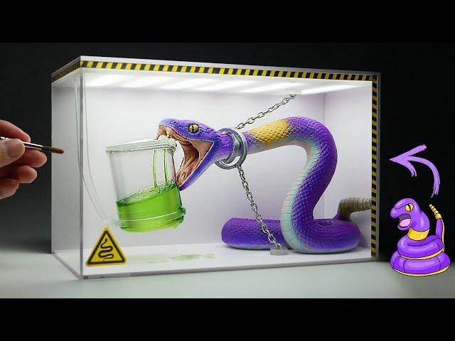 Diorama of extracting venom from realistic Pokemon