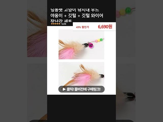 딩동펫 고양이 낚시대 우드 야옹이 + 깃털 + 깃털 와이어 장난감 세트