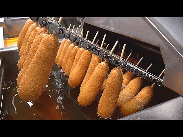 핫도그공장 Mass production! Crispy Korean Hot Dogs Making Process - Korean food factory