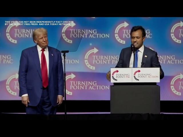 Mid-speech, Donald Trump invites Vivek Ramaswamy to rally stage in Las Vegas