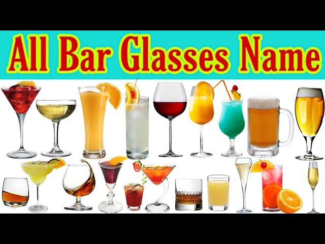 Types of Bar Glasses & Goblets with Name, Capacity & Use || Bar Cocktails Mocktails Drinking Glass