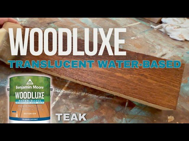 WOODLUXE Translucent Water-Based Stain by Benjamin Moore in TEAK Applied to Cedar & Pressure Treated