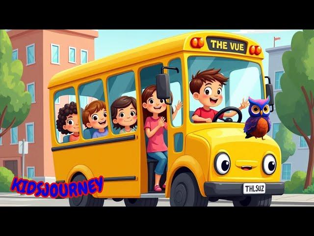 The Wheels on the Bus | The wheels on the bus go round and round with Lyrics | Kidsjourney