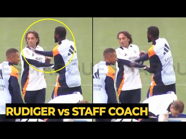 Rüdiger looks ANGRY after SLAPPING Real Madrid coaching staff in training ahead Espanyol game