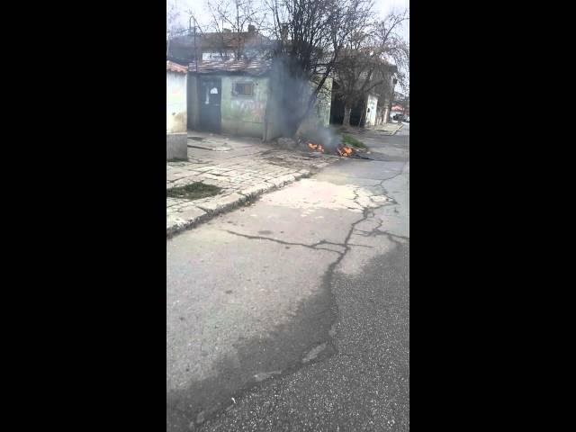 Burning trash tank in Bulgaria