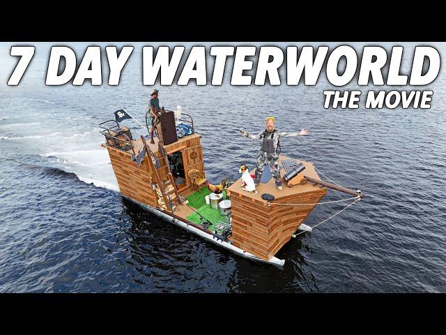 Building a Pirate Ship Pontoon and Surviving 7 Days The Movie | Waterworld 2.0 Survival Challenge