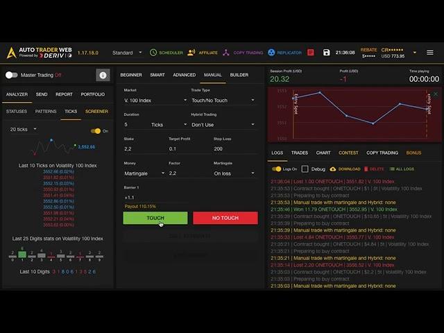 Manual One Touch Trades - Live Trading