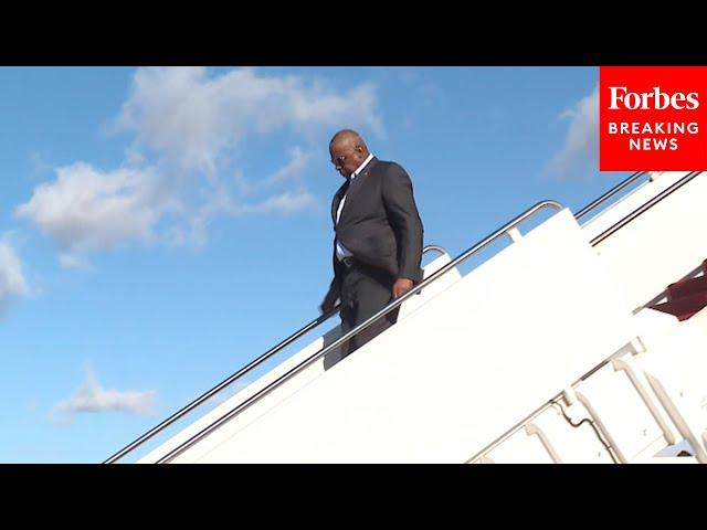 Defense Secretary Lloyd Austin Arrives At Joint Base Andrews Following Trip To Australia And Fiji