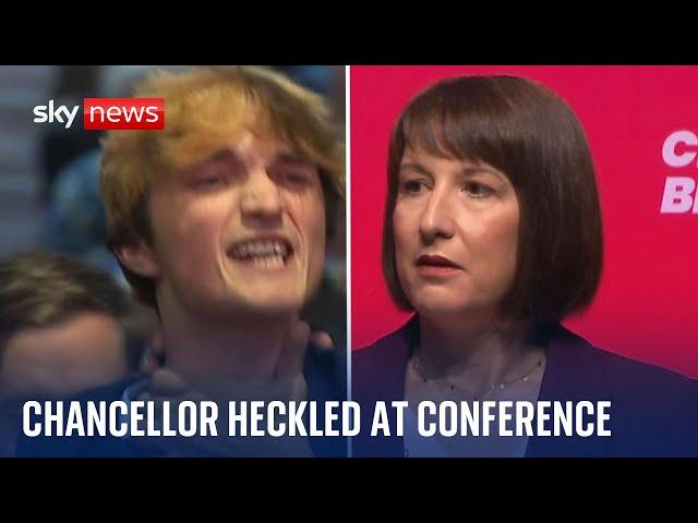 Chancellor interrupted by heckler over Israel-Hamas war at Labour conference