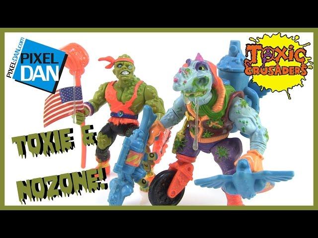 Toxic Crusaders Toxie and Nozone Playmates Toys Slime Figures Video Review