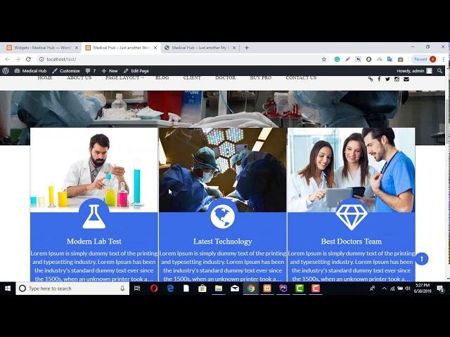 Demo Setup using medical hub WordPress theme