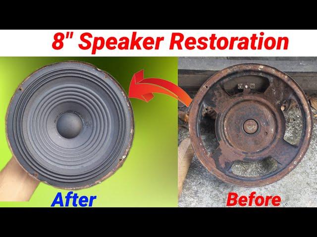 How to repair speaker| Repairing rusted old 8" woofer speaker |Full Speaker restoration [New 2024]