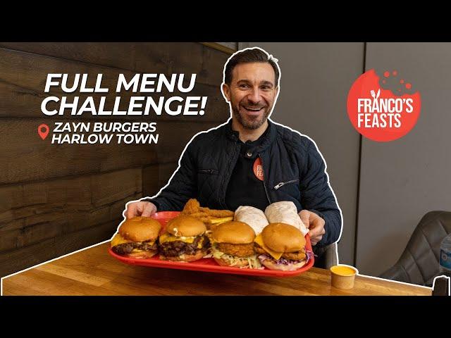 FULL MENU CHALLENGE | ZAYN BURGER HARLOW | SPEED EATING SHOW!